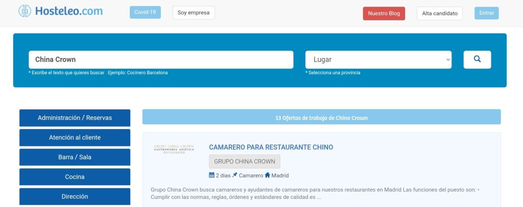 Grupo China Crown publica 13 nuevas ofertas de empleo para sus restaurantes